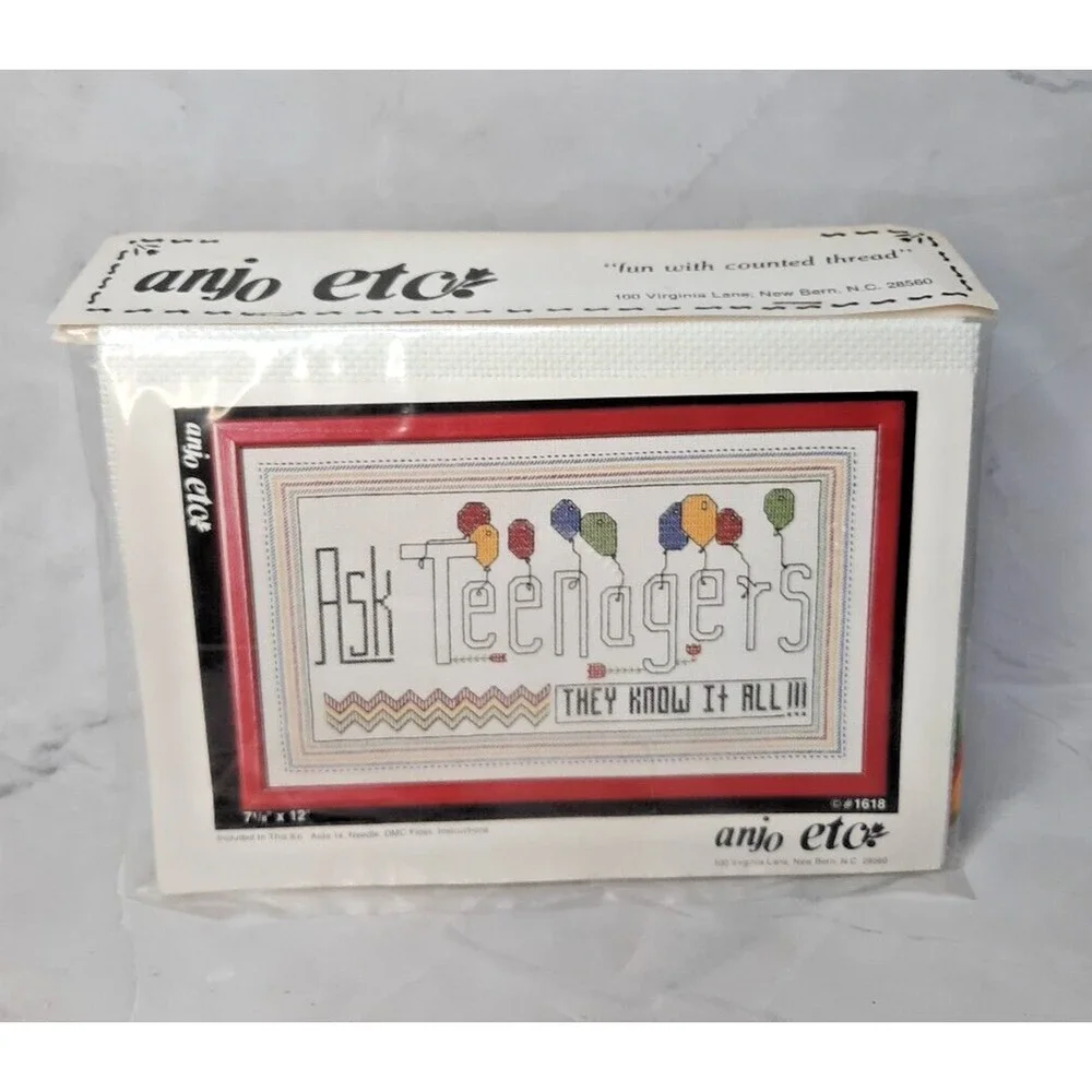 Vintage Anjo Etc Counted Cross Stitch Kit Ask Teenagers They Know It All